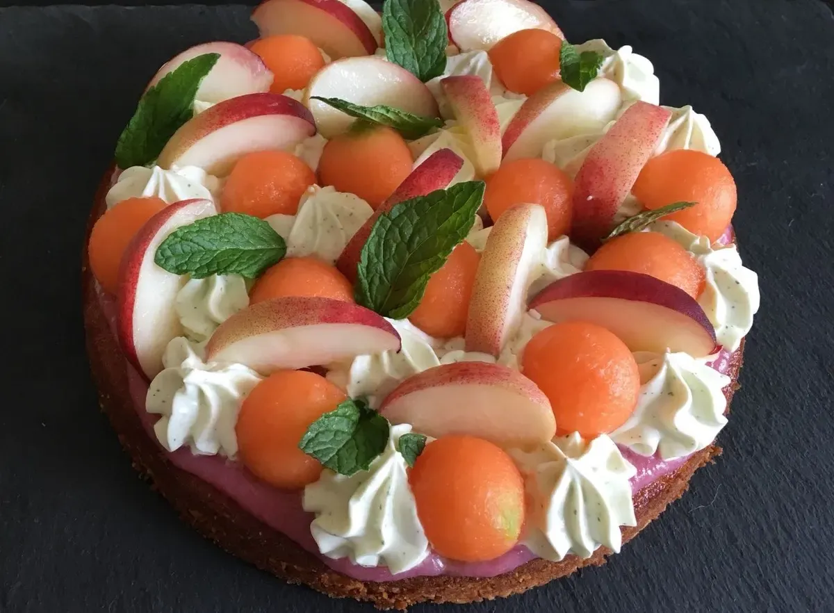 Tarte pêche et melon